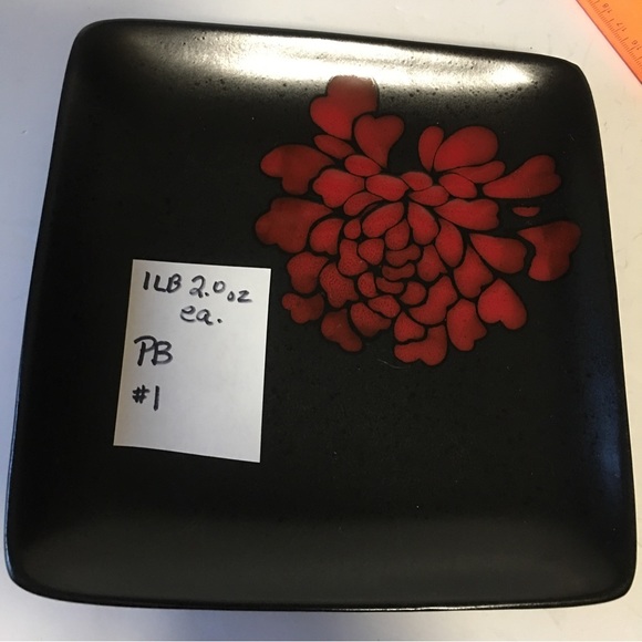 Gibson elite Zinnia Bloom square plate 7.75” 1 Zinnia flower brown rust - Picture 8 of 15